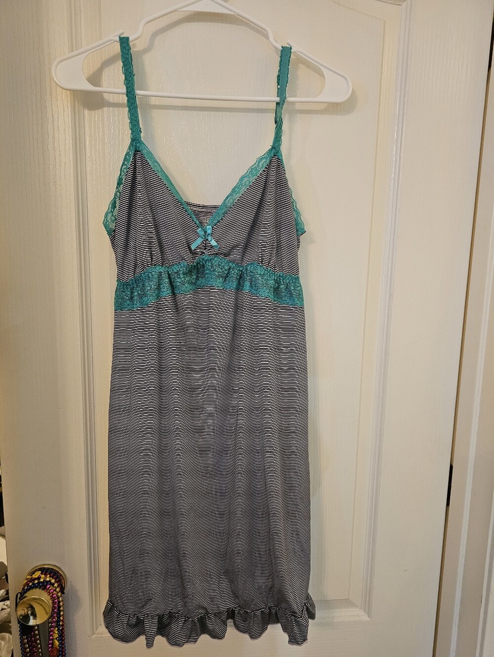 Joe Boxer Teal-Trim Striped Chemise Nightdress - Women's Intimates